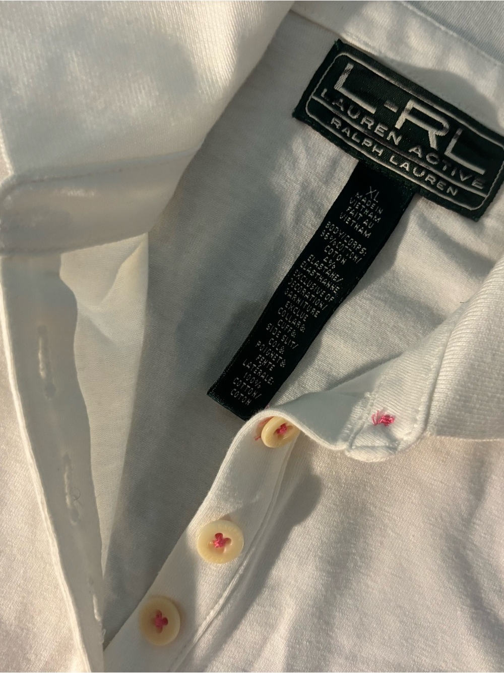 Women’s Lauren Ralph Lauren White Polo with Pink Accent Stitching